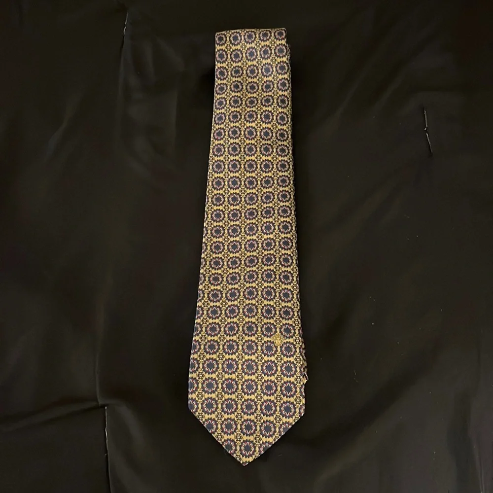 Mens Versace Gold/Navy Silk Tie NWOT - Picture 1 of 5